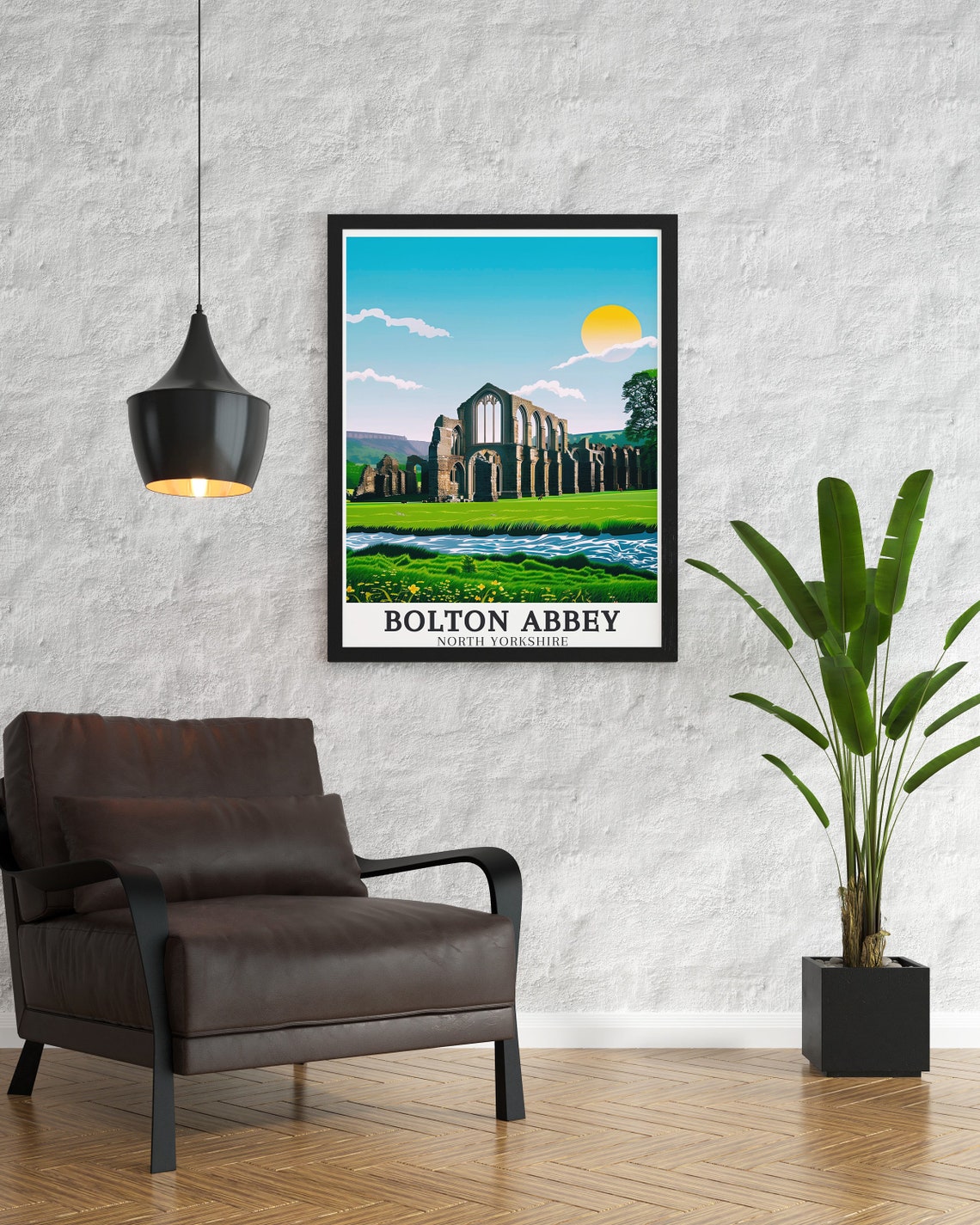 Bolton Abbey North Yorkshire Vintage Retro River Wharfe Travel Poster - Image 3