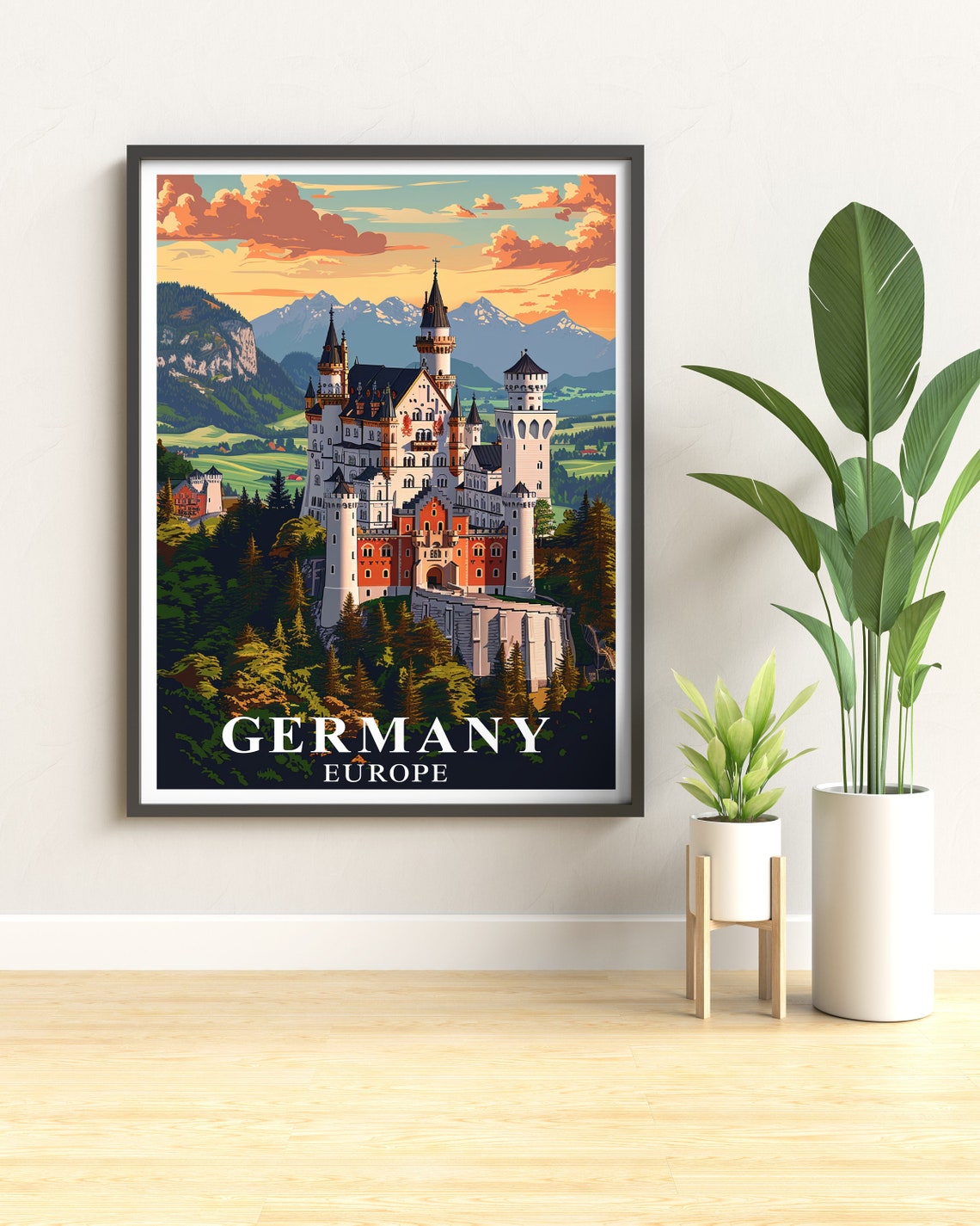 Neuschwanstein Castle Dramatic Sunset Bavaria Germany Travel Poster - Image 3