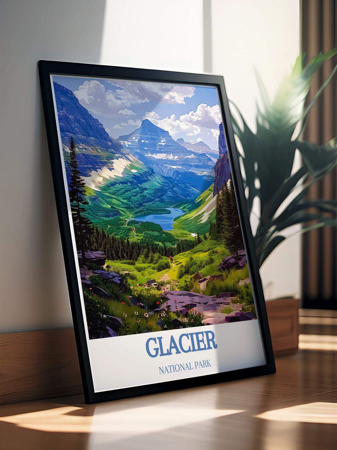 Glacier National Park Summer Valley Mountain View Travel Poster - Image 2