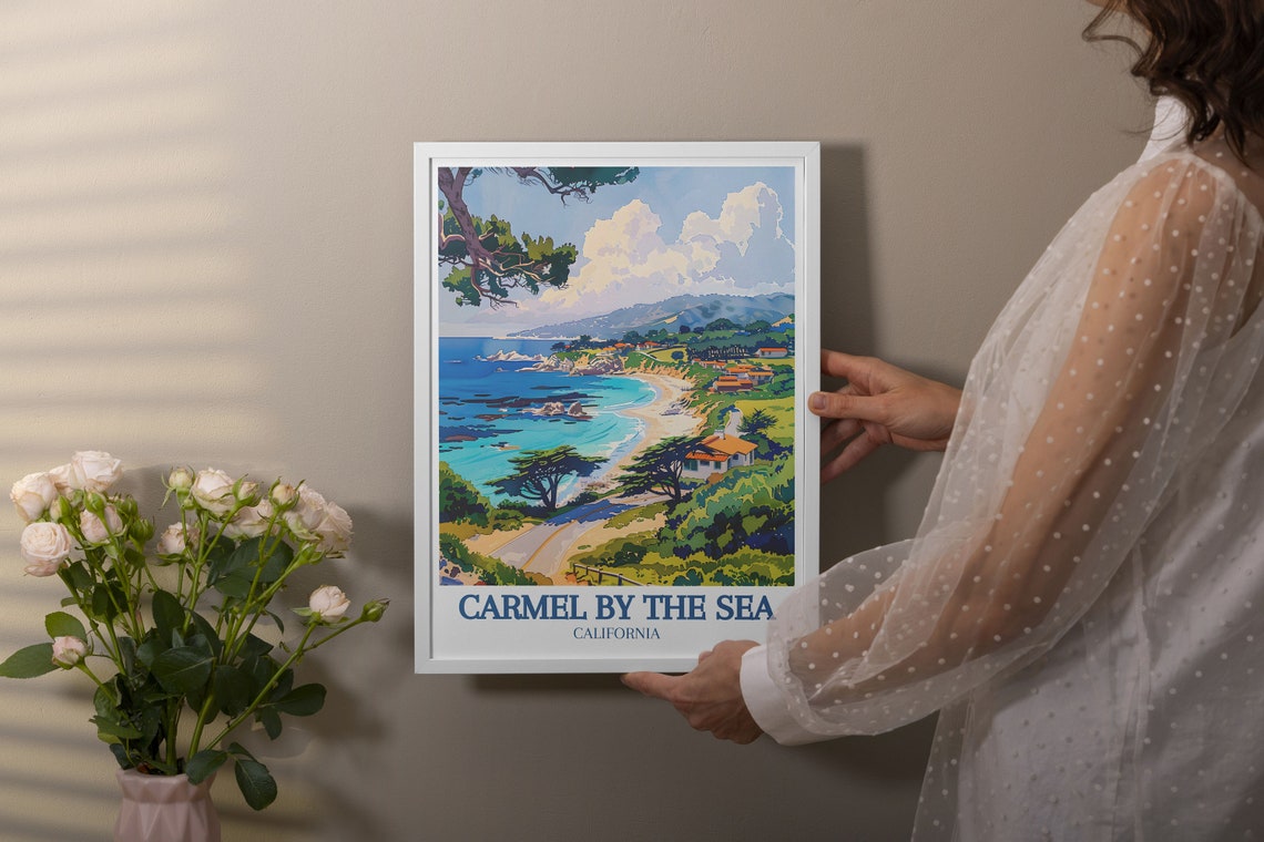 Carmel By The Sea Turquoise Bay With Monterey Cypress Trees Poster - Image 2