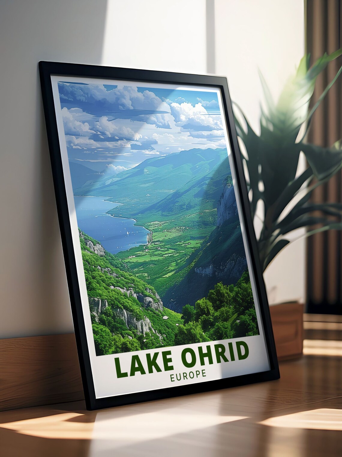 Lake Ohrid Mountain Valley Scenic Panorama Europe View Poster - Image 2