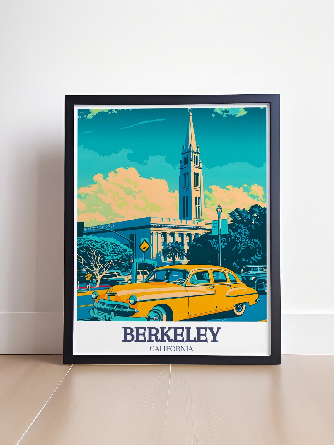 Berkeley Campanile Vintage Yellow Car Street Pop Art Retro Poster - Image 4
