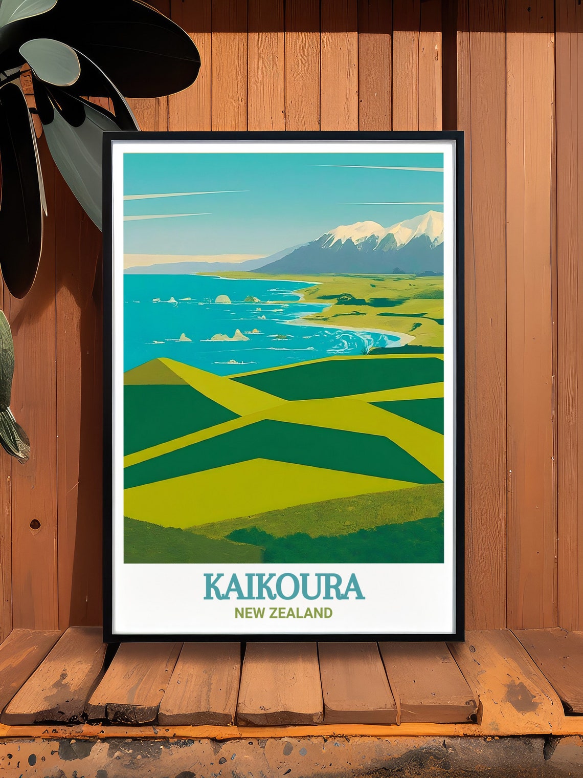 Kaikoura Peninsula Panoramic Green Valley Coast New Zealand Poster - Image 2
