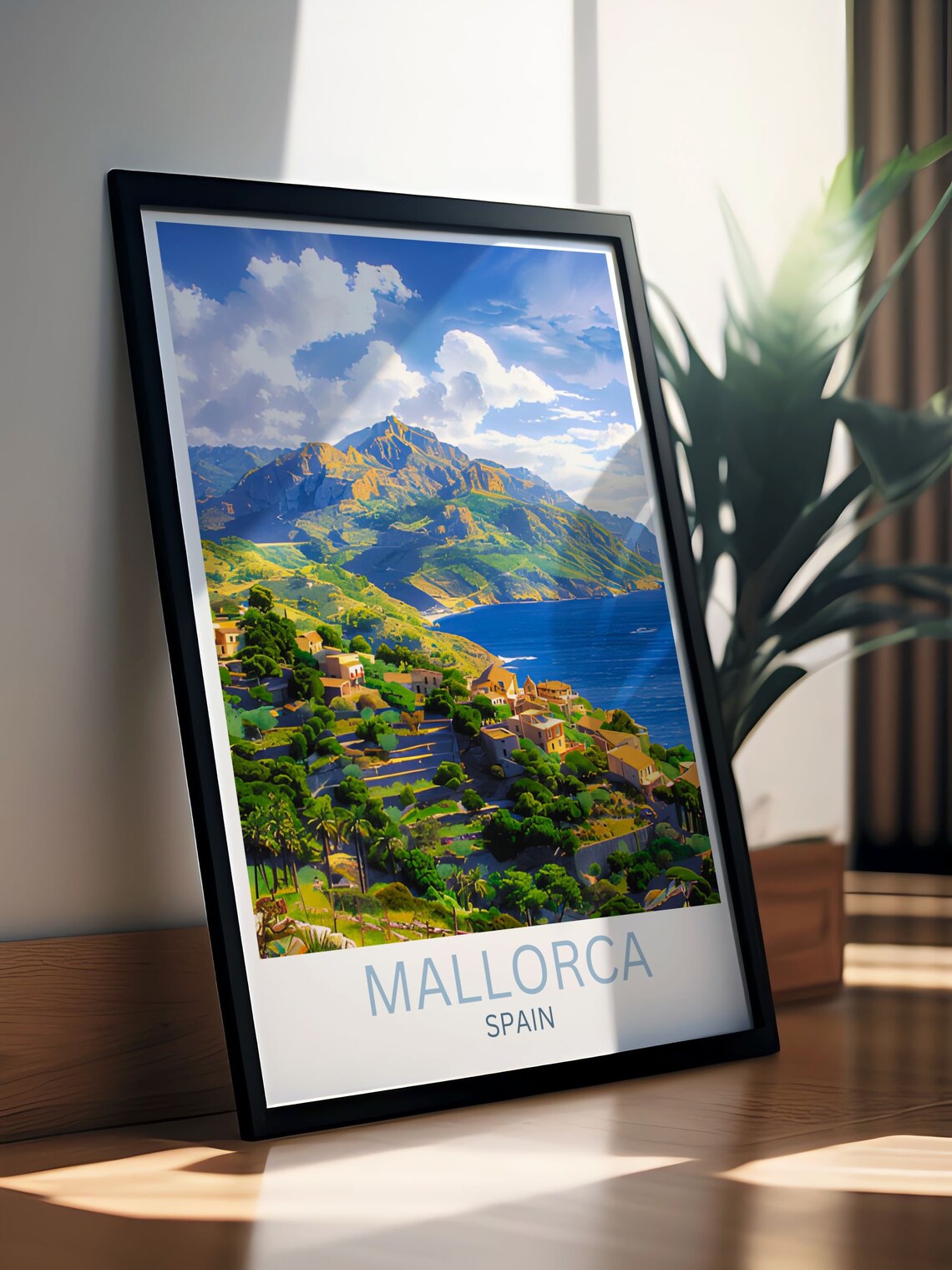 Mallorca Spain Coastal Mountain Village Mediterranean Travel Poster - Image 3