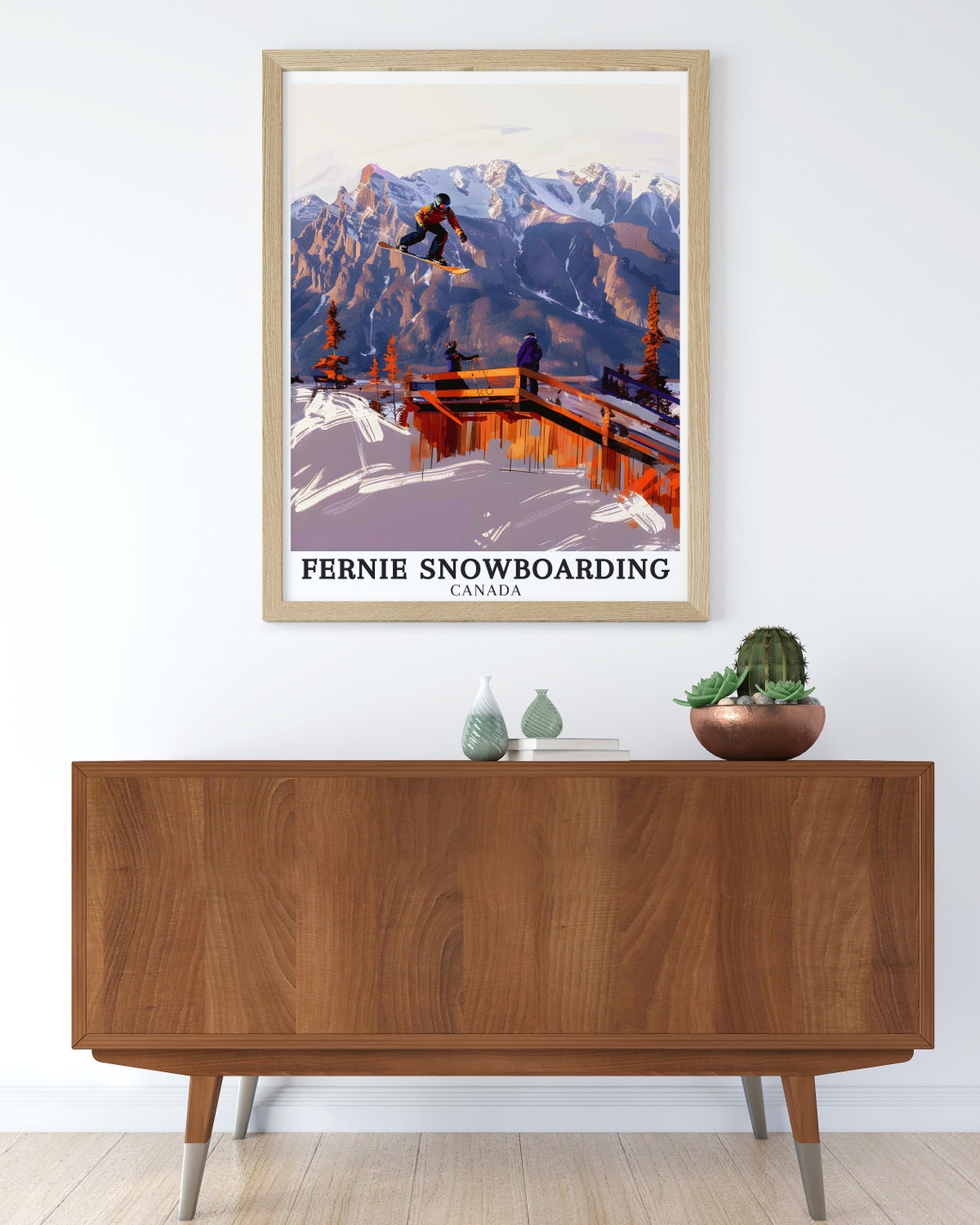 Fernie Snowboarding Canada Ramp Jump Snowboarder Action Poster - Image 3