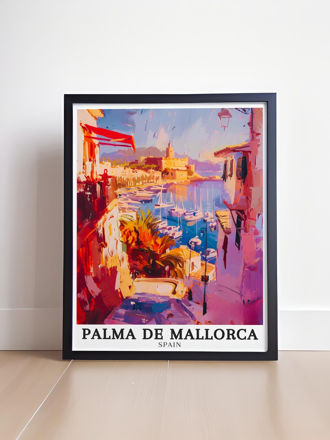 Palma De Mallorca Spain Harbor Street Painted Sunset Travel Poster - Image 4
