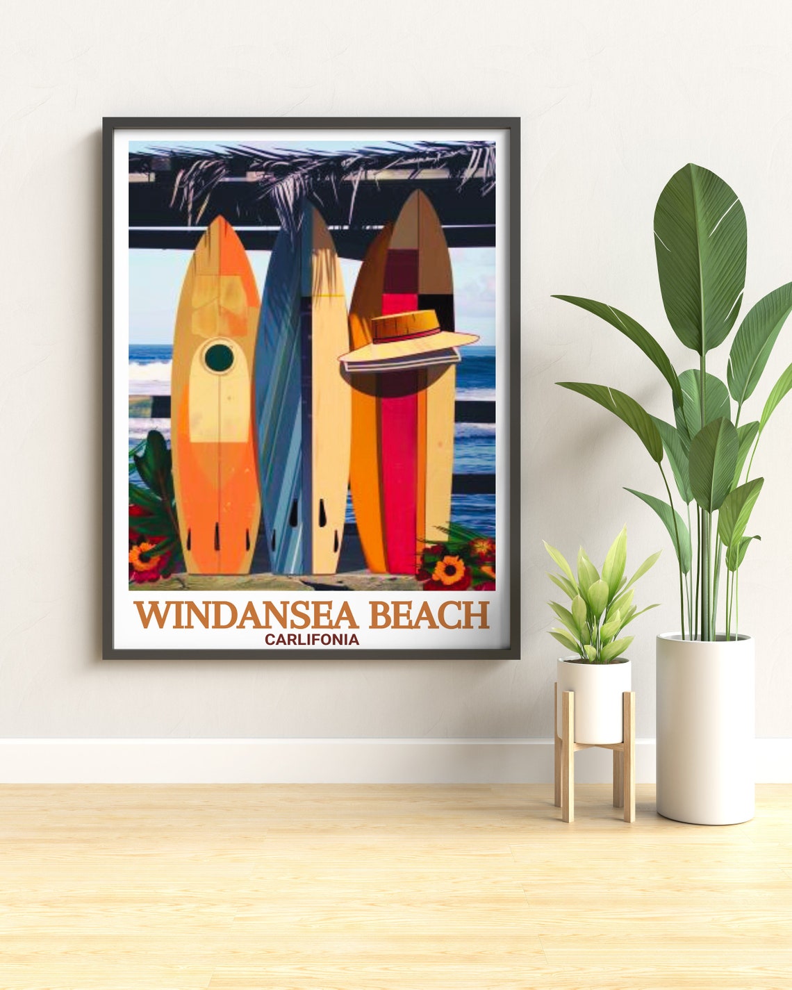 Windansea Beach California Colorful Surfboards Straw Hat Poster - Image 2