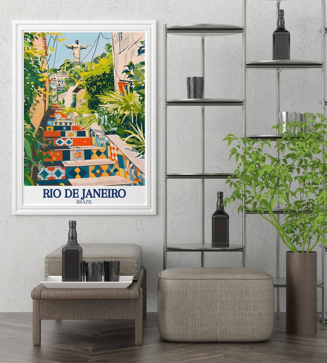 Rio De Janeiro Brazil Selaron Steps Mosaic Christ Redeemer Poster - Image 2