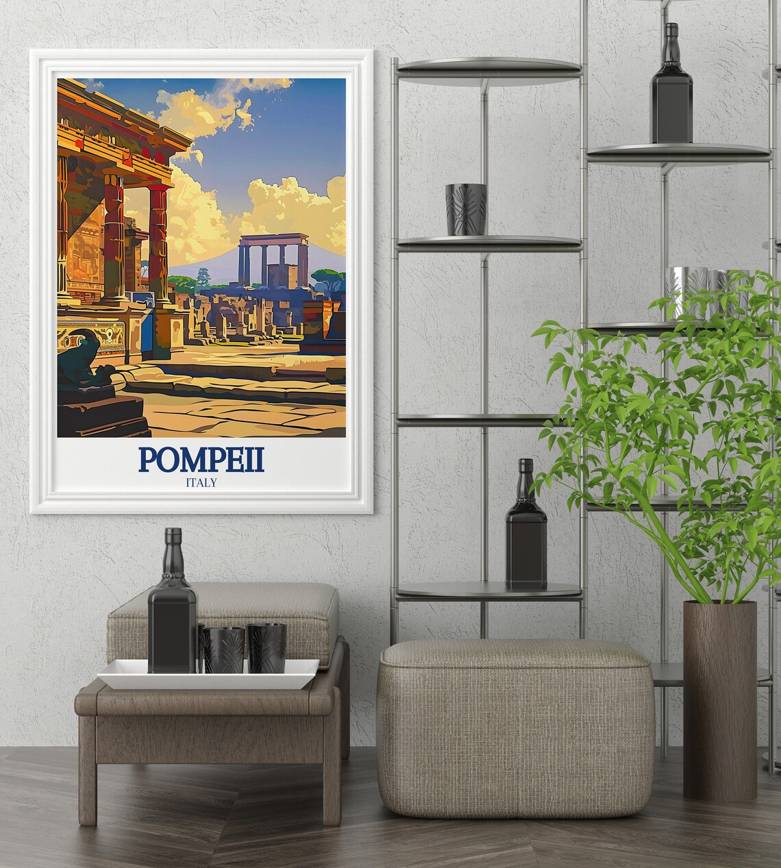 Pompeii Italy Roman Forum Ruins Vesuvius View History Travel Poster - Image 2