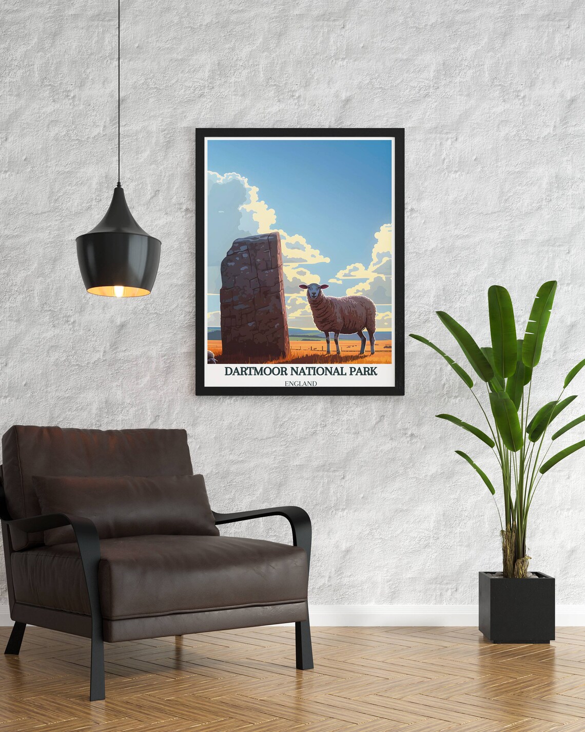 Dartmoor National Park England Sheep By Standing Stone Poster - Image 2
