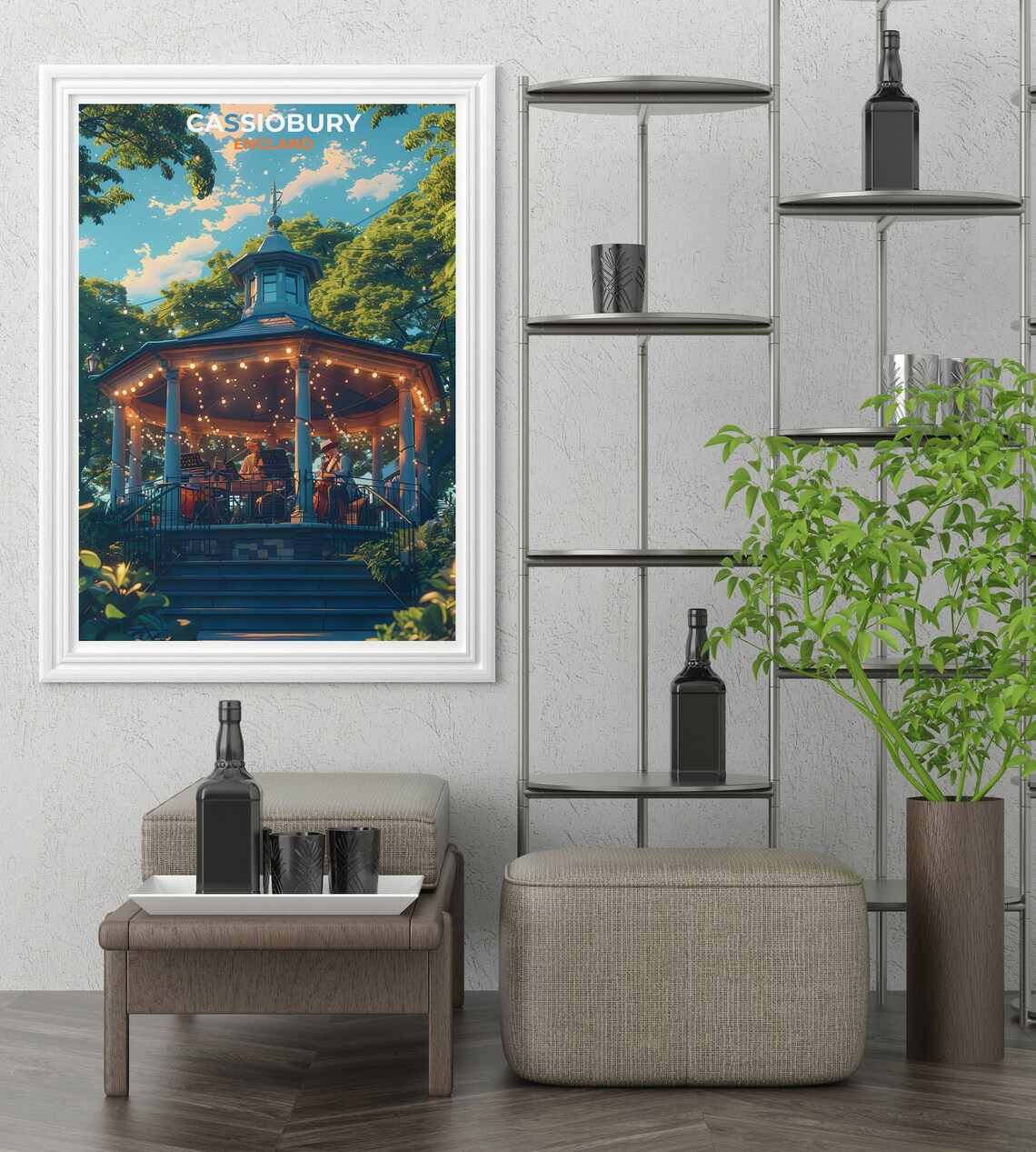 Cassiobury Park Bandstand Fairy Lights Evening England Poster - Image 2
