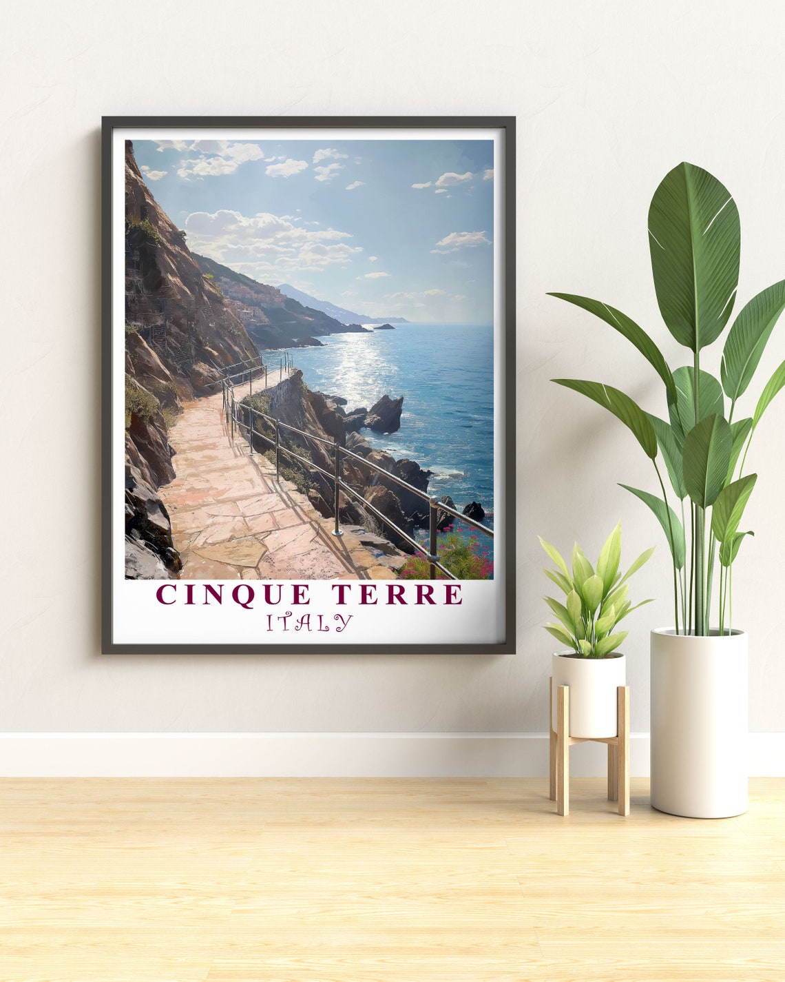Cinque Terre Coastal Cliff Path Overlooking The Sea Italy Poster - Image 3