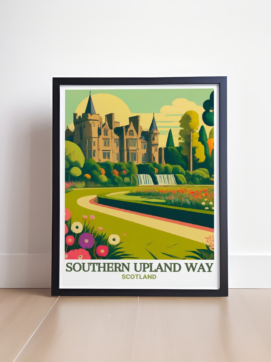 Southern Upland Way Scotland Blossoming Castle Gardens Lake Poster - Image 4