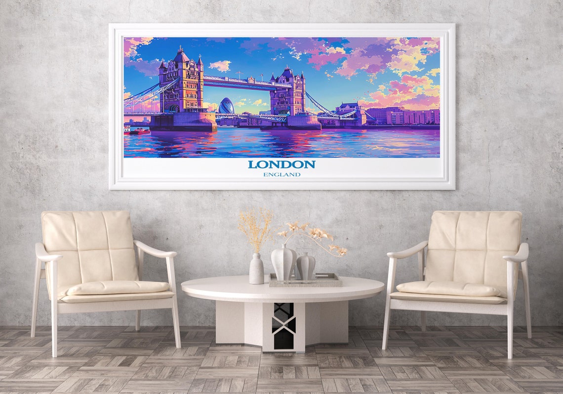 London England Tower Bridge Sunset Skyline Dramatic Landscape Poster - Image 3
