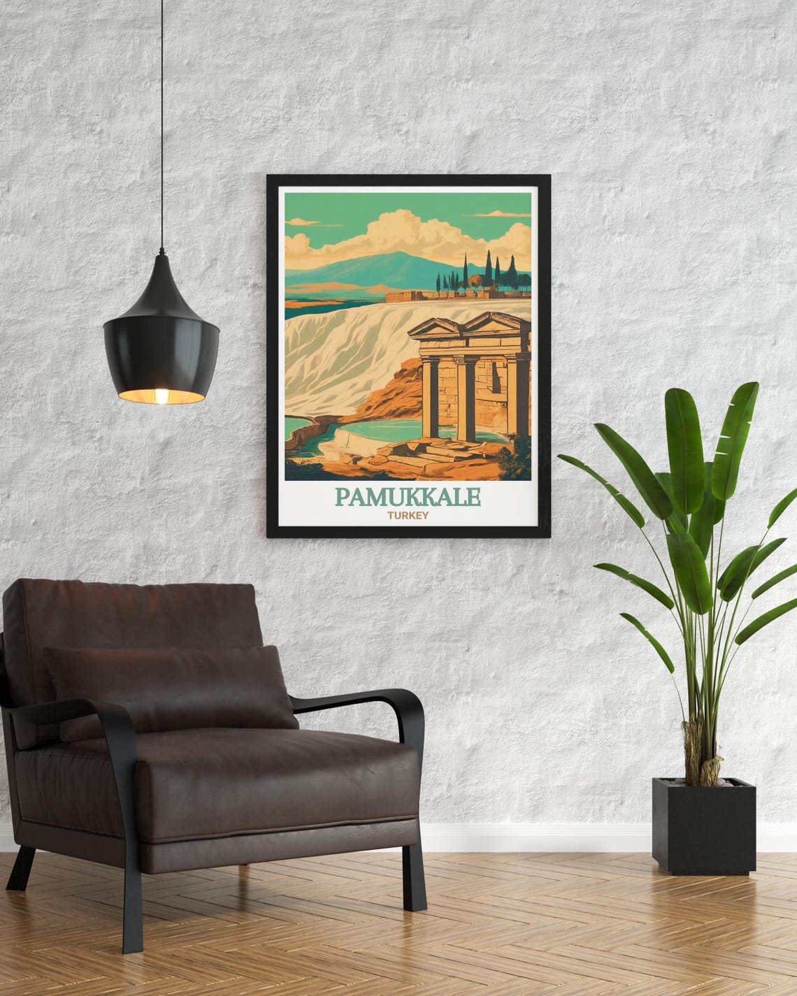 Pamukkale Turkey Vintage Travel Poster With Travertine Terraces - Image 3
