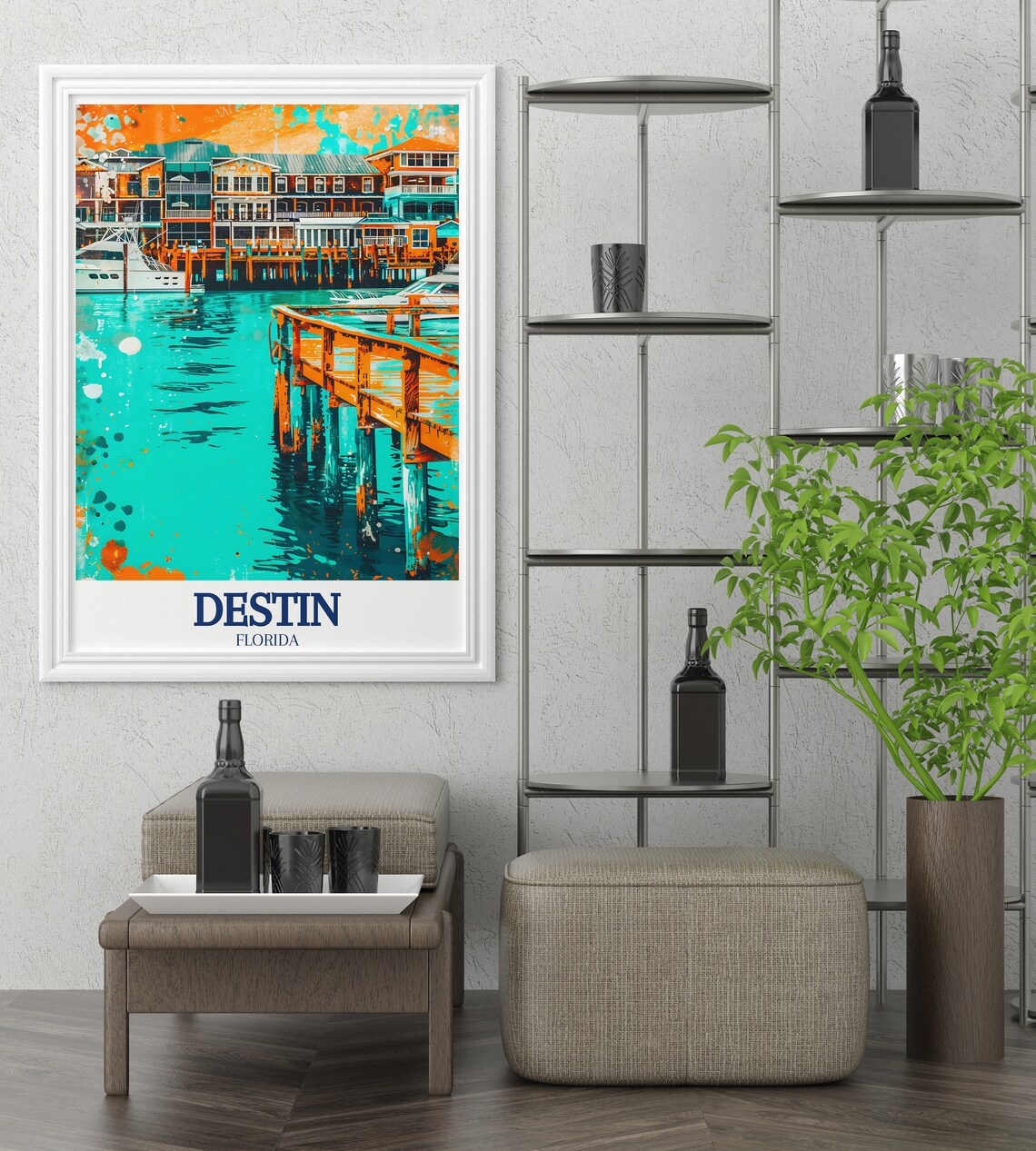 Destin Harbor Boardwalk Poster Florida Turquoise Coastal Art - Image 3