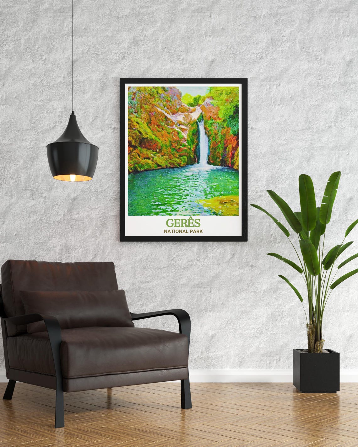 Geres National Park Poster Arado Waterfall Emerald Pool Watercolor Art - Image 4