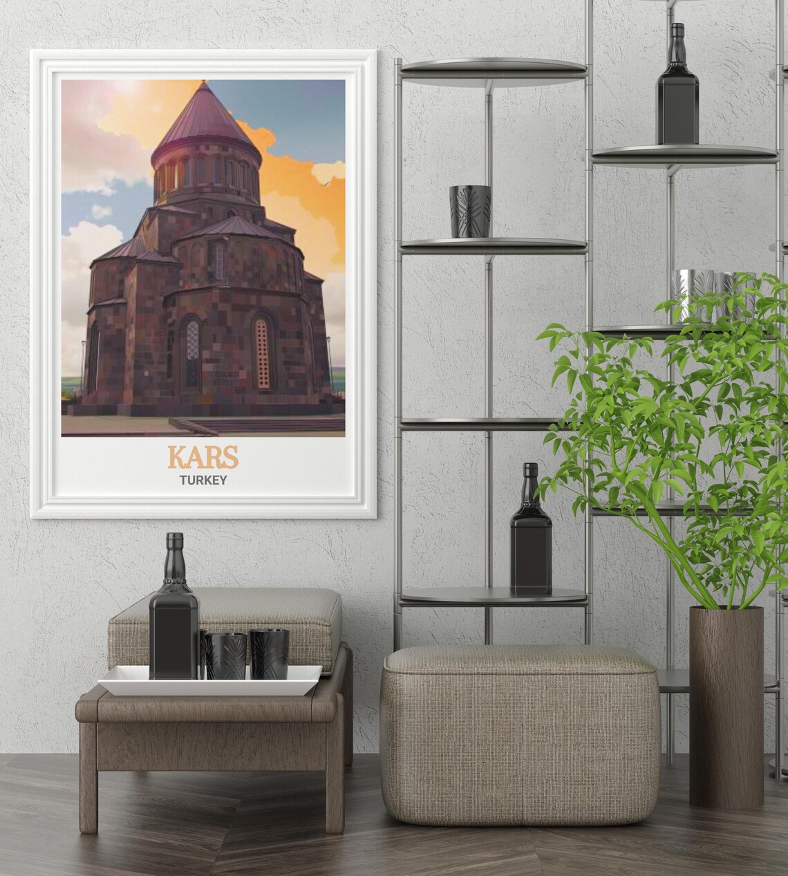 Kars Turkey Historic Stone Church Domed Cathedral Travel Poster - Image 3