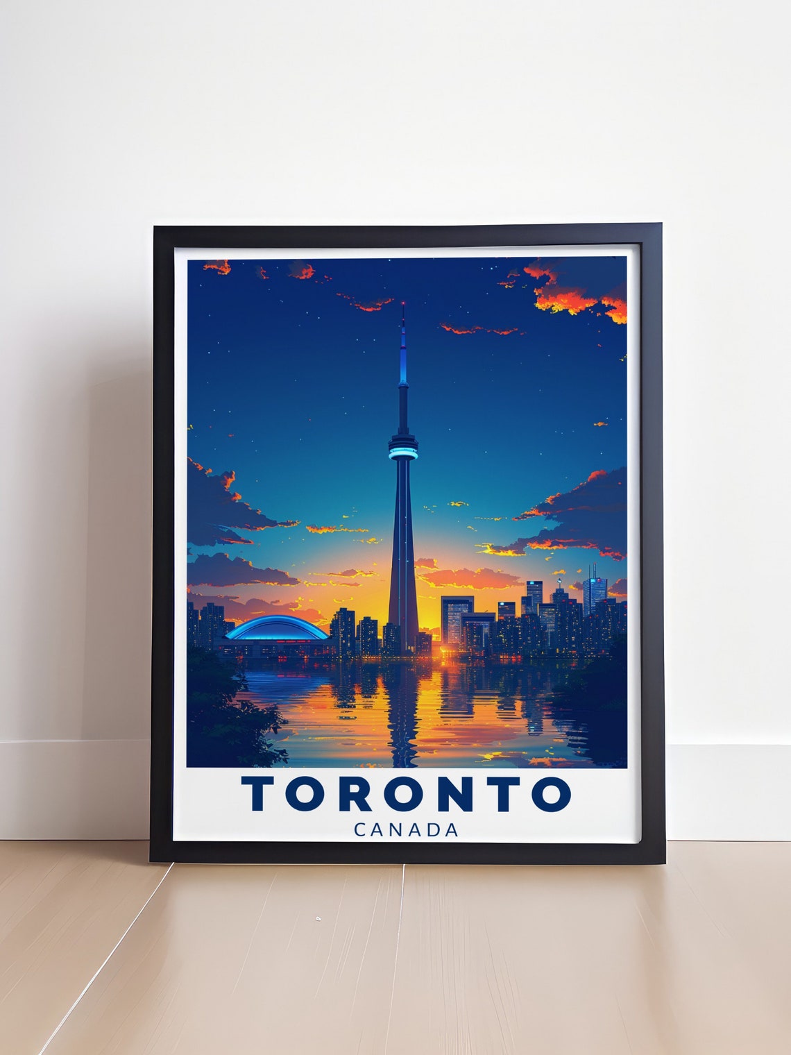 Toronto Canada CN Tower Illuminated Skyline Sunset Travel Poster - Image 4