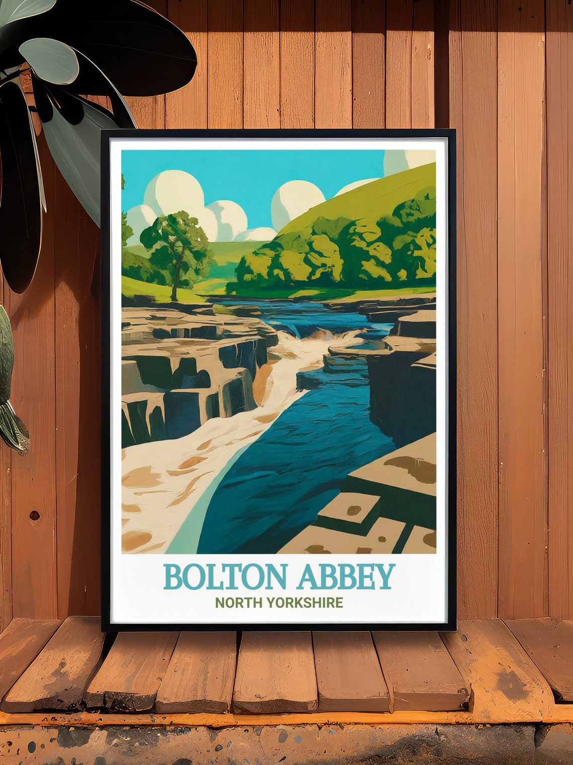 Bolton Abbey The Strid Rocky River Gorge Waterfall View Poster - Image 2