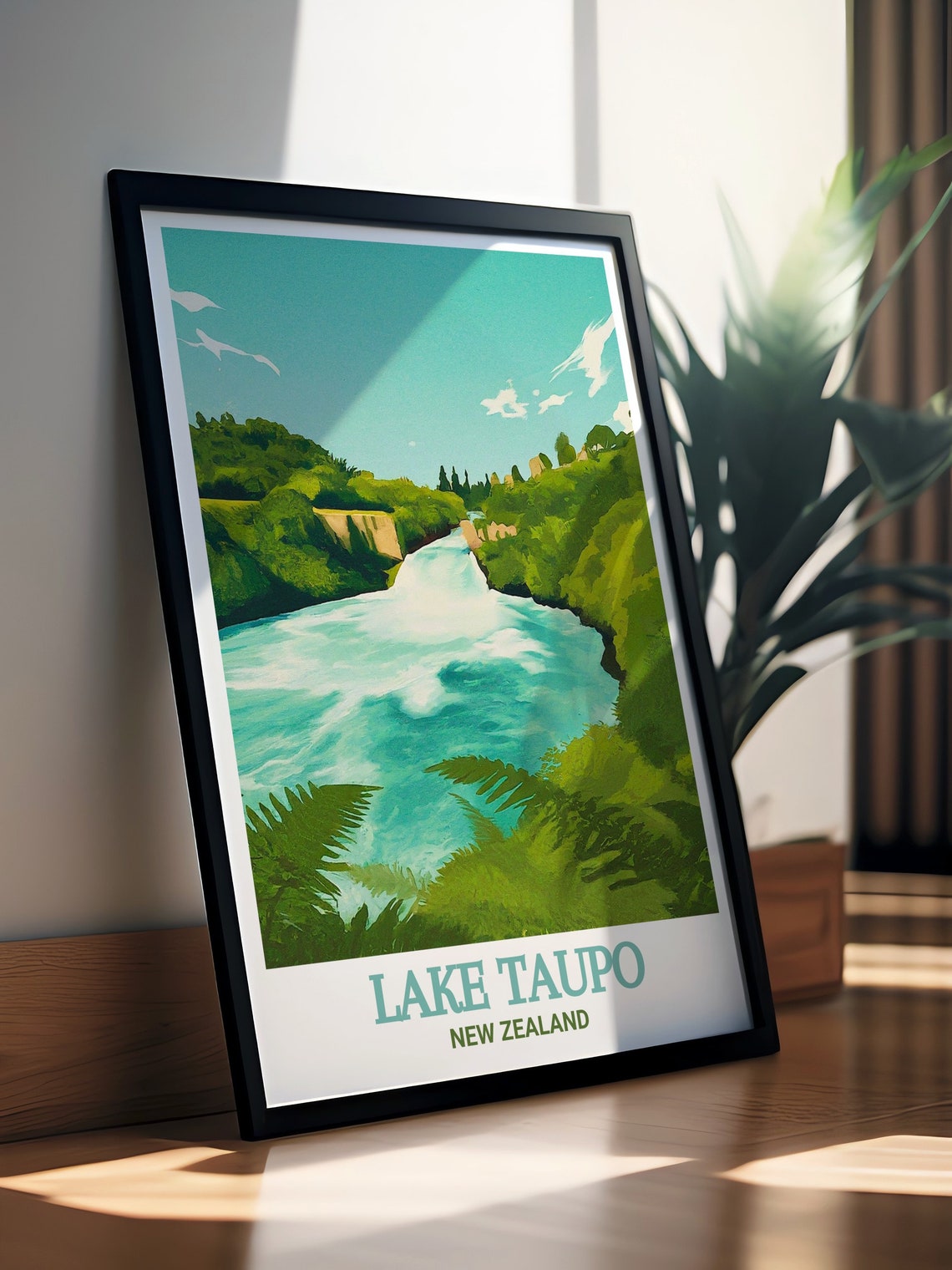 Lake Taupo New Zealand Huka Falls Turquoise Rapids Art Poster - Image 3