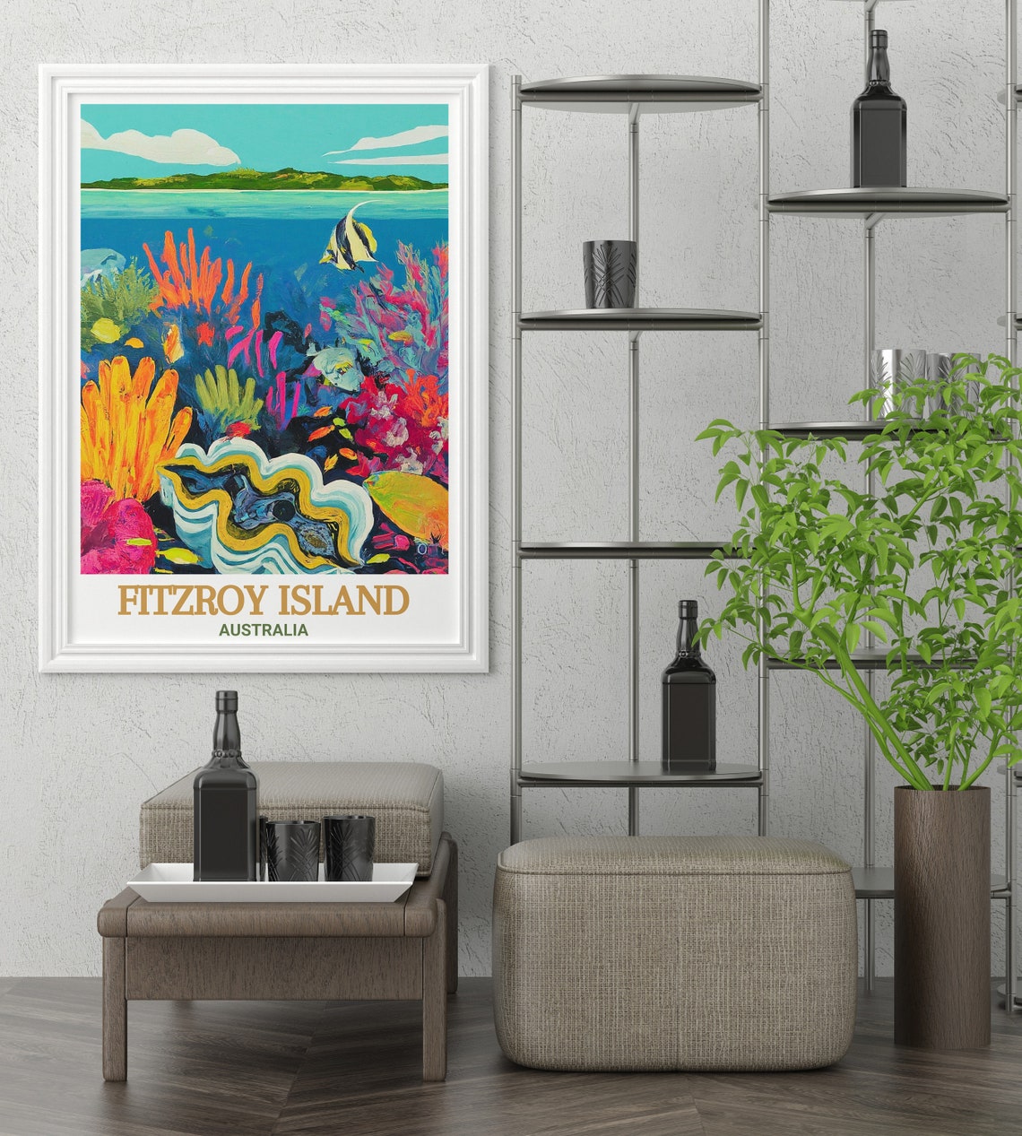 Fitzroy Island Giant Clam Coral Reef Underwater Ocean Art Poster - Image 2