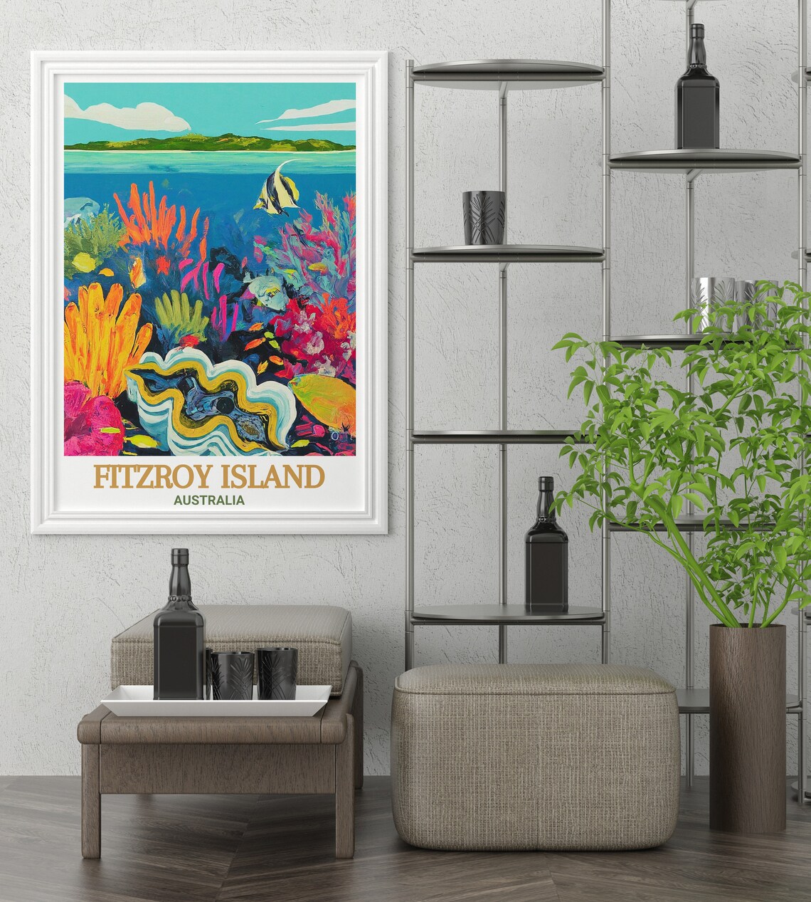 Fitzroy Island Travel Poster Giant Clam Gardens Travel Print Fitzroy Island And Giant Clam Gardens Decor Giant Clam Gardens Poster - Image 2