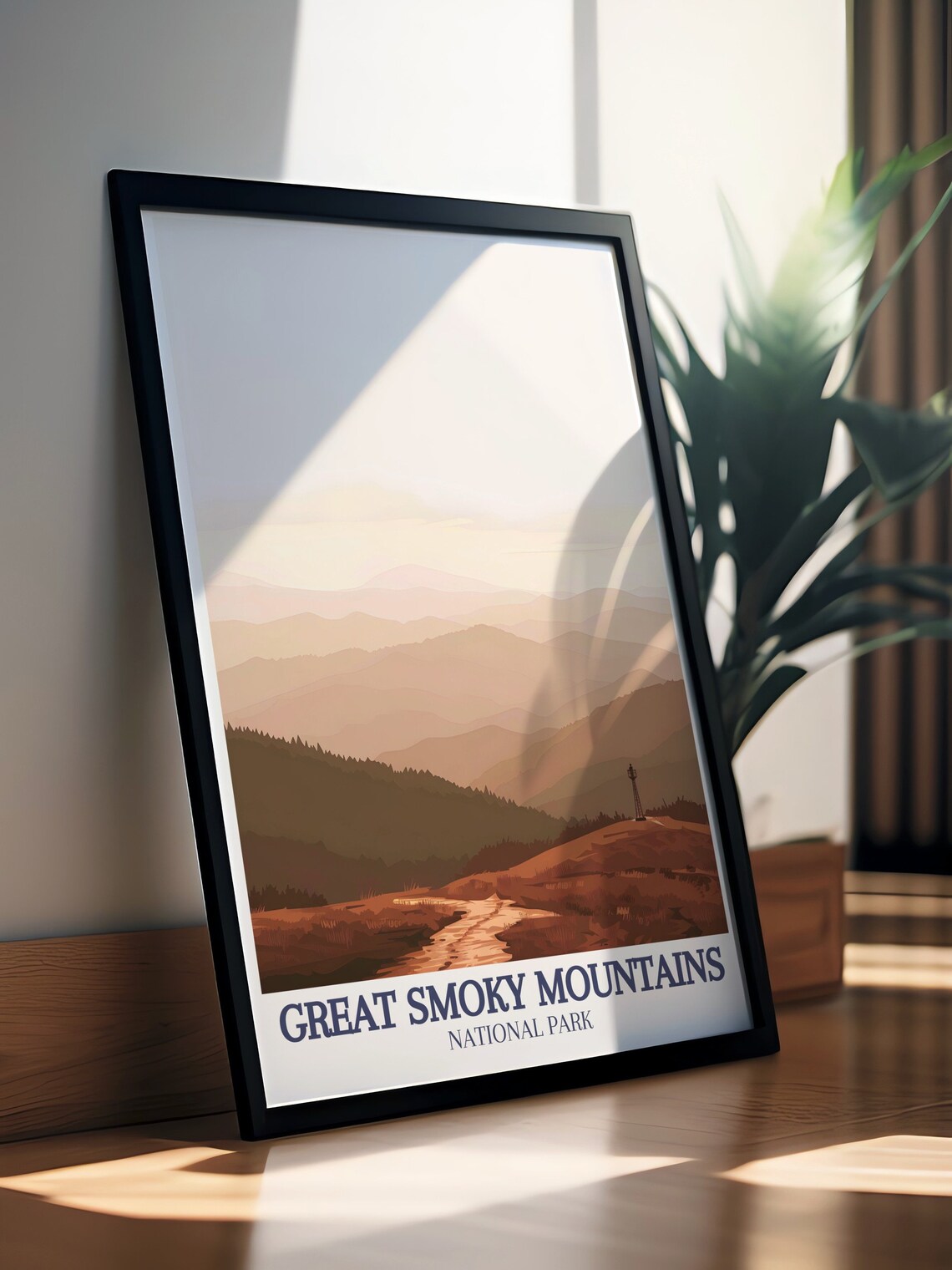 Great Smoky Mountains Misty Ridges Fire Tower Autumn Travel Poster - Image 2