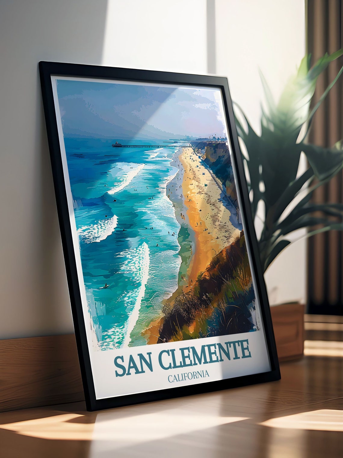 San Clemente California Beach Aerial View Pier Coastal Travel Poster - Image 2