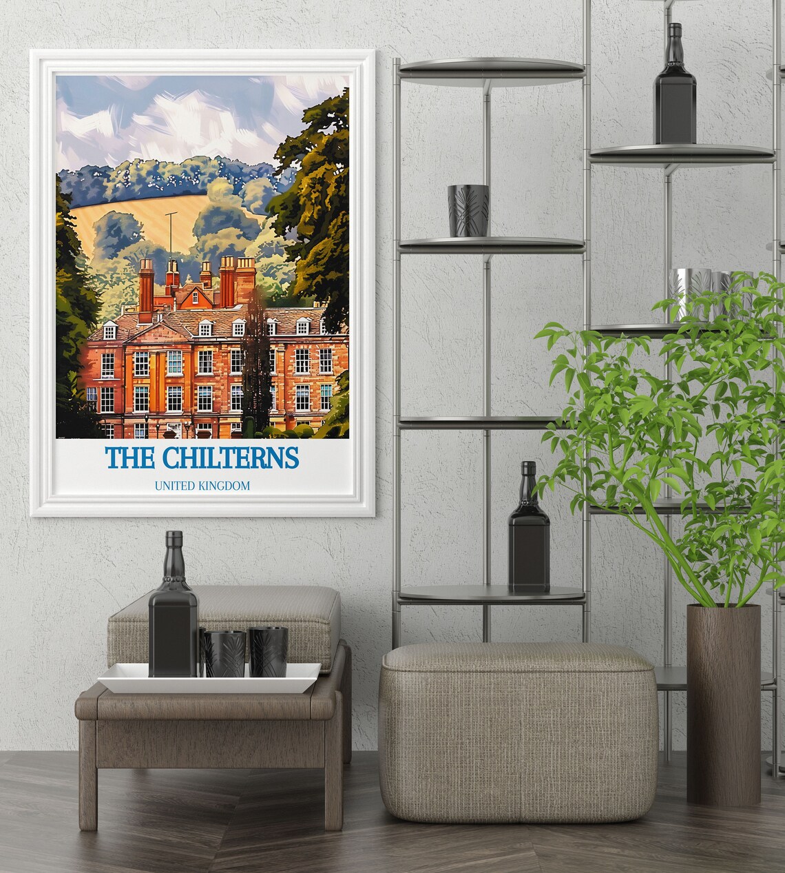 The Chilterns England Brick Country House Hills Travel Poster - Image 4