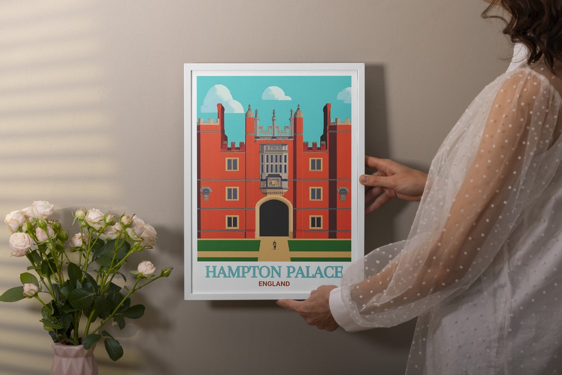 Hampton Palace England Tudor Palace Facade Vintage Travel Poster - Image 3