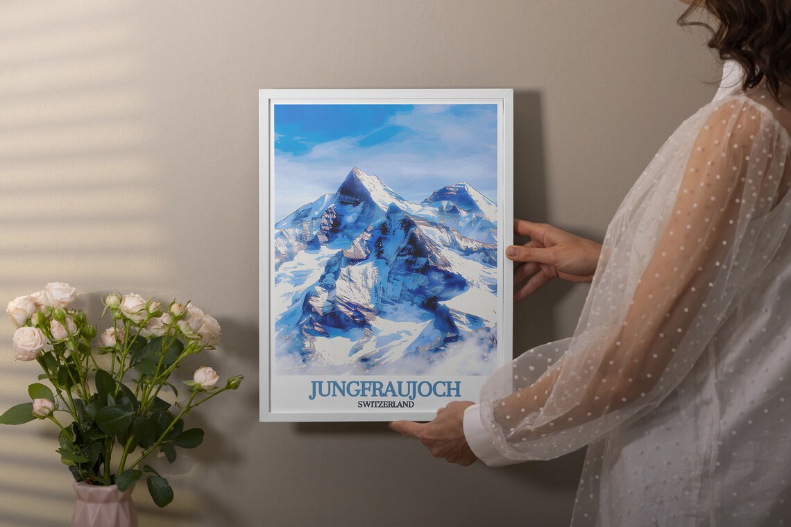 Jungfraujoch Switzerland Snow-Capped Alpine Peaks Travel Poster - Image 3