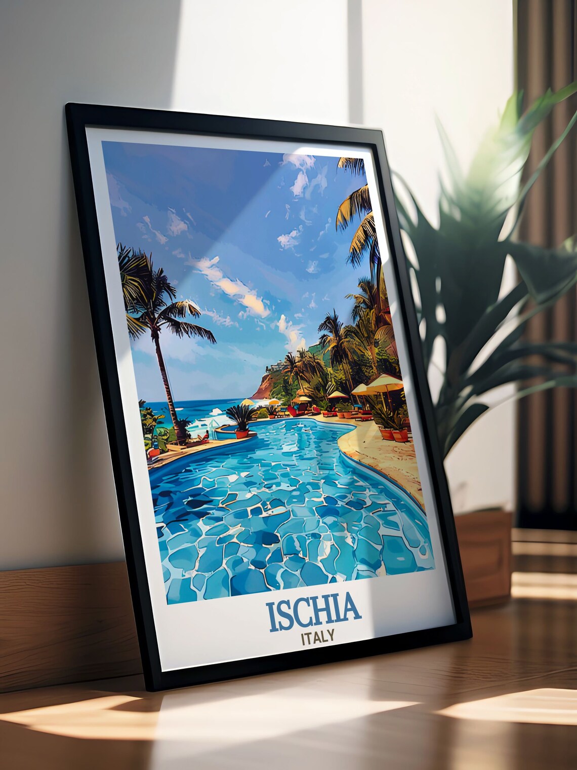 Ischia Italy Thermal Pool Palm Trees Tropical Resort Retreat Poster - Image 3