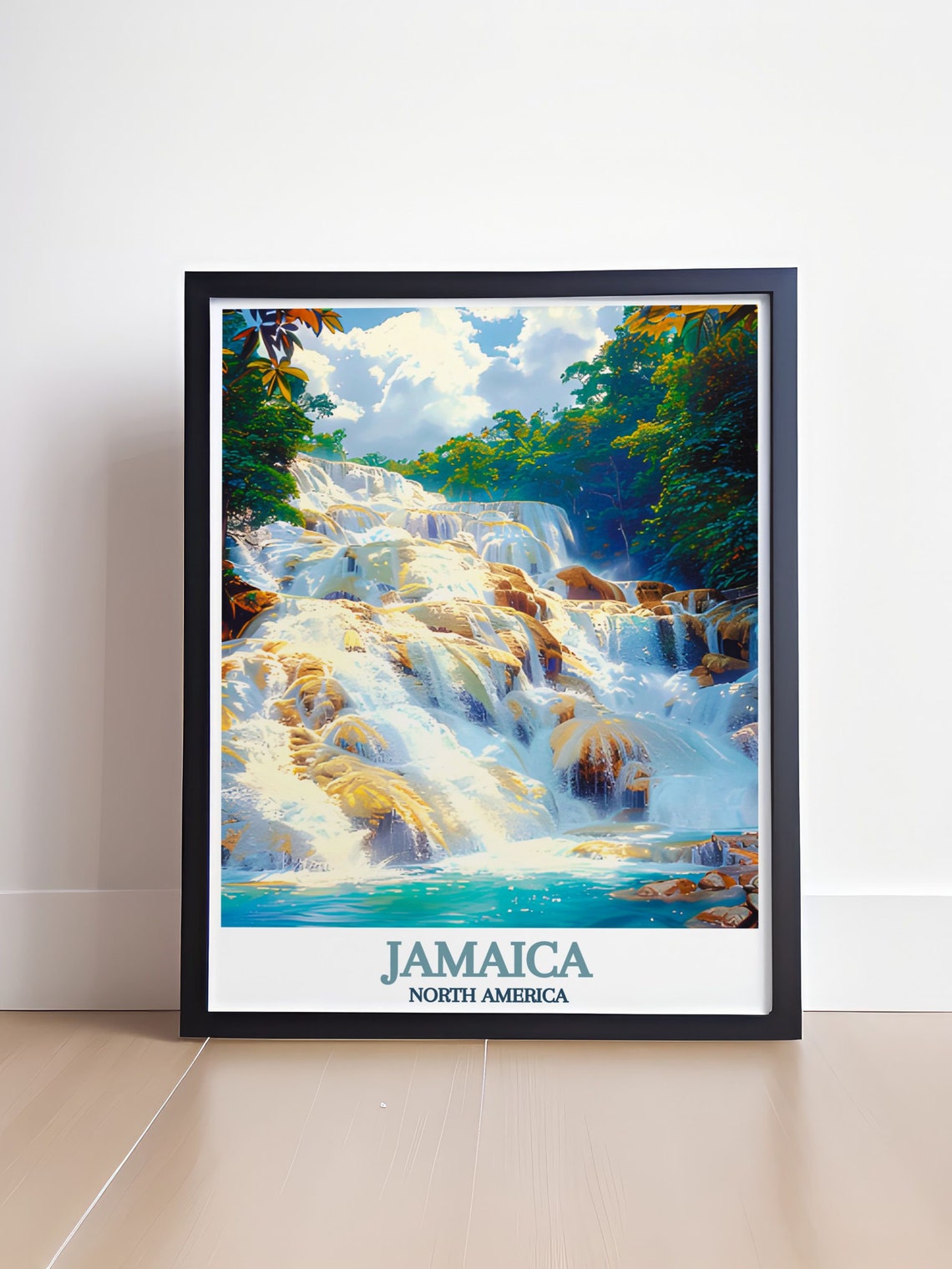 Dunns River Falls Jamaica Terraced Waterfall Forest Travel Poster - Image 4