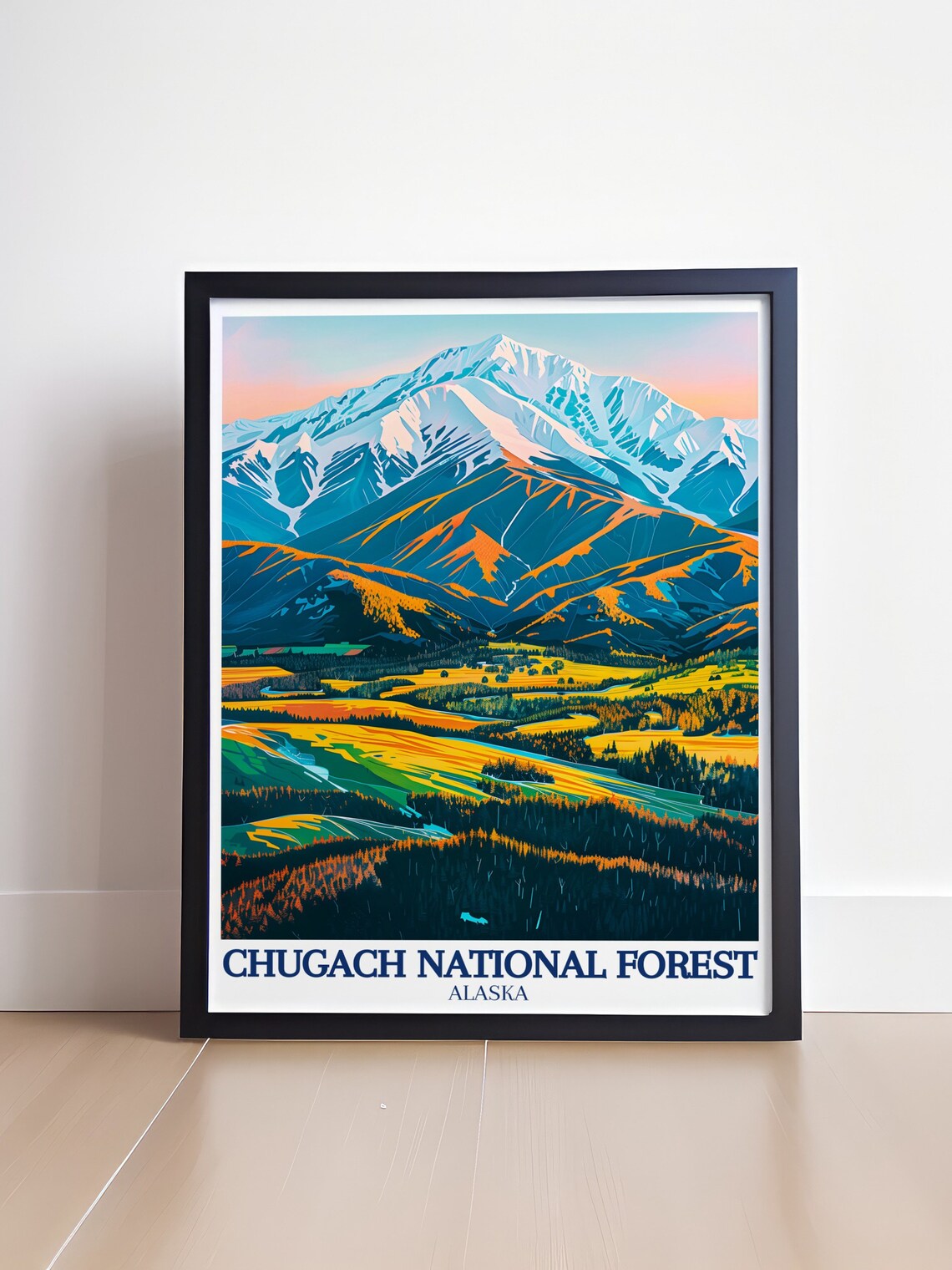 Chugach National Forest Alaska Golden Autumn Mountain Vista Poster - Image 4