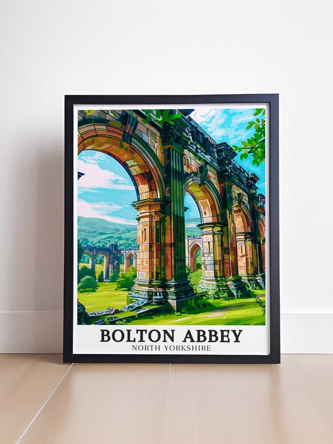 Bolton Abbey North Yorkshire Priory Ruins Arches Travel Poster - Image 4