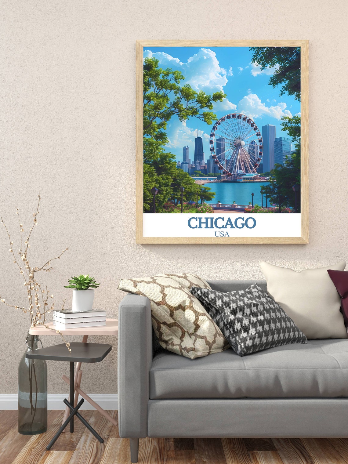 Chicago Navy Pier Centennial Wheel Lakefront USA Travel Poster - Image 3