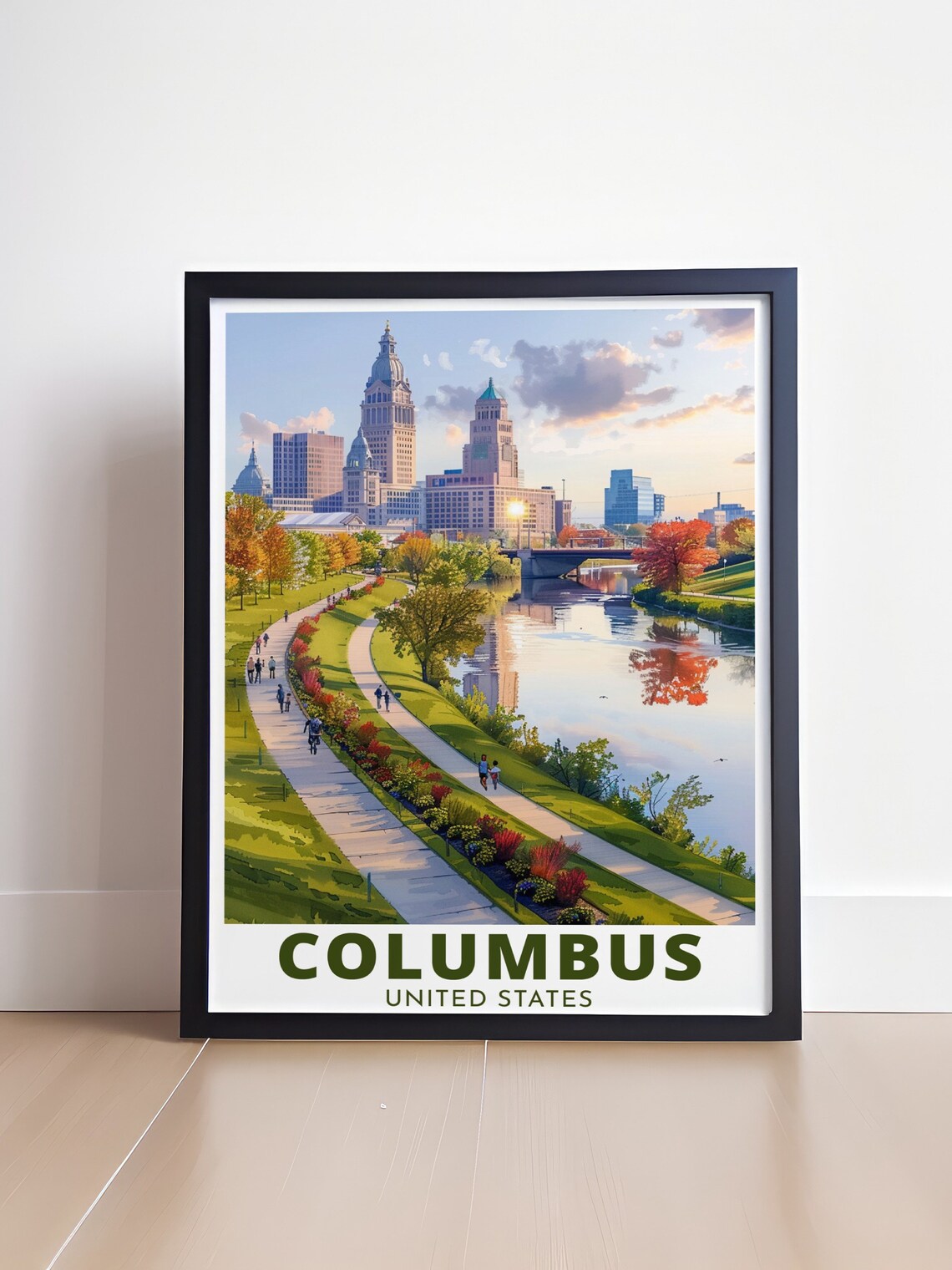 Columbus Ohio Scioto Mile Riverside Park Skyline Travel Poster - Image 4