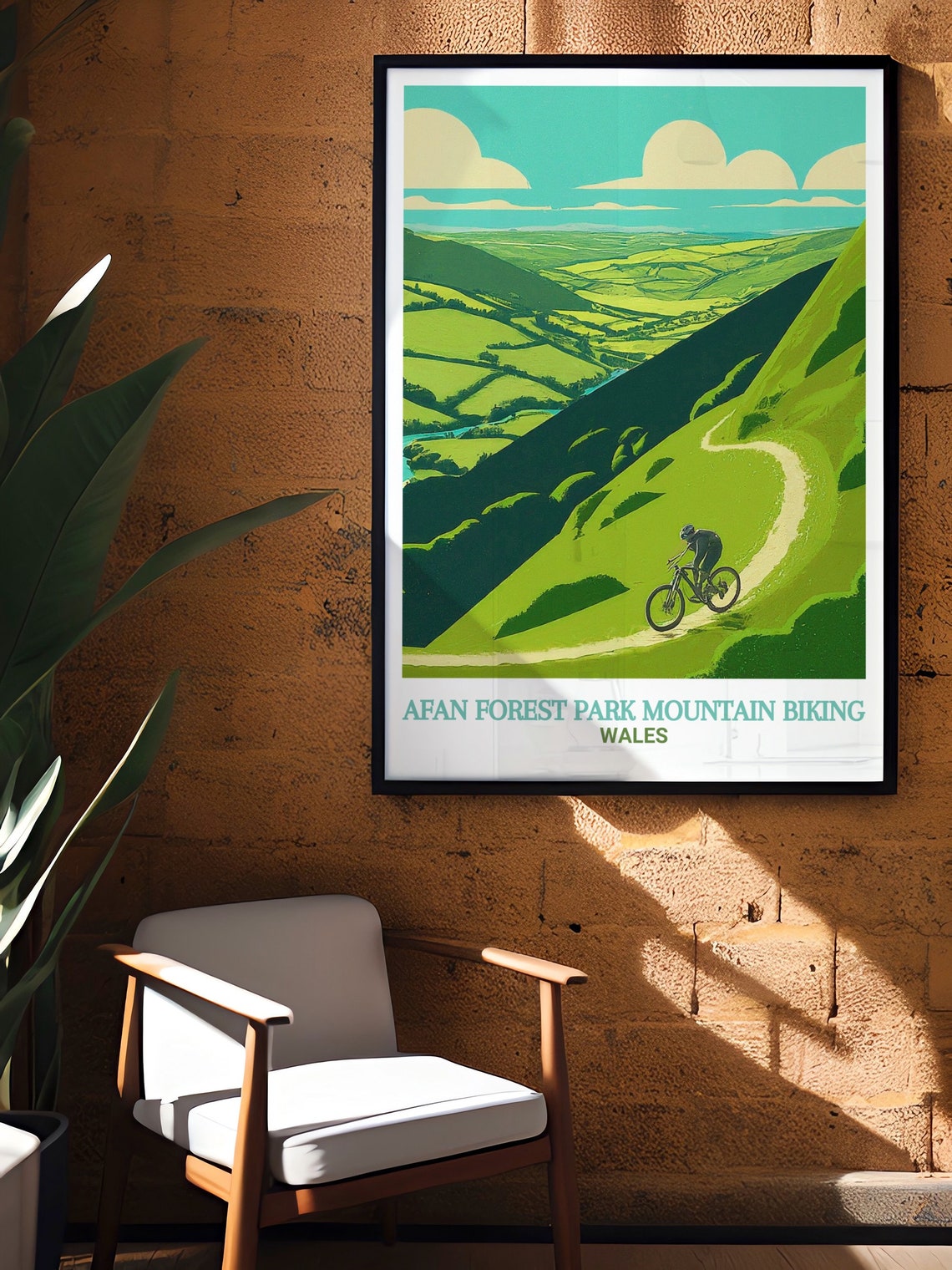 Afan Forest Park Mountain Biker on Green Valley Trail Poster - Image 3