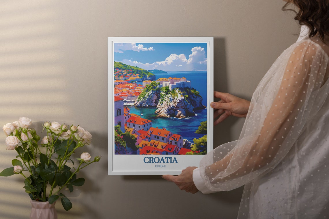 Dubrovnik Croatia Walled Old Town Adriatic Coastline Travel Poster - Image 3