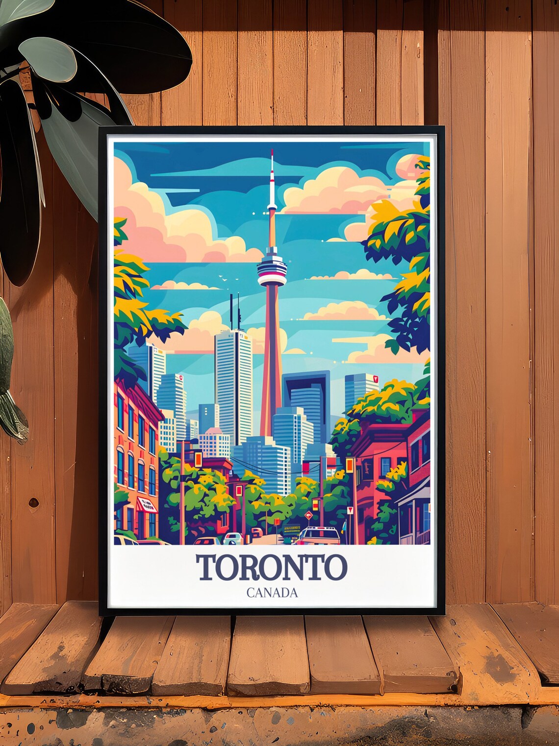 Toronto CN Tower Downtown Street Colorful Canada Travel Poster - Image 3