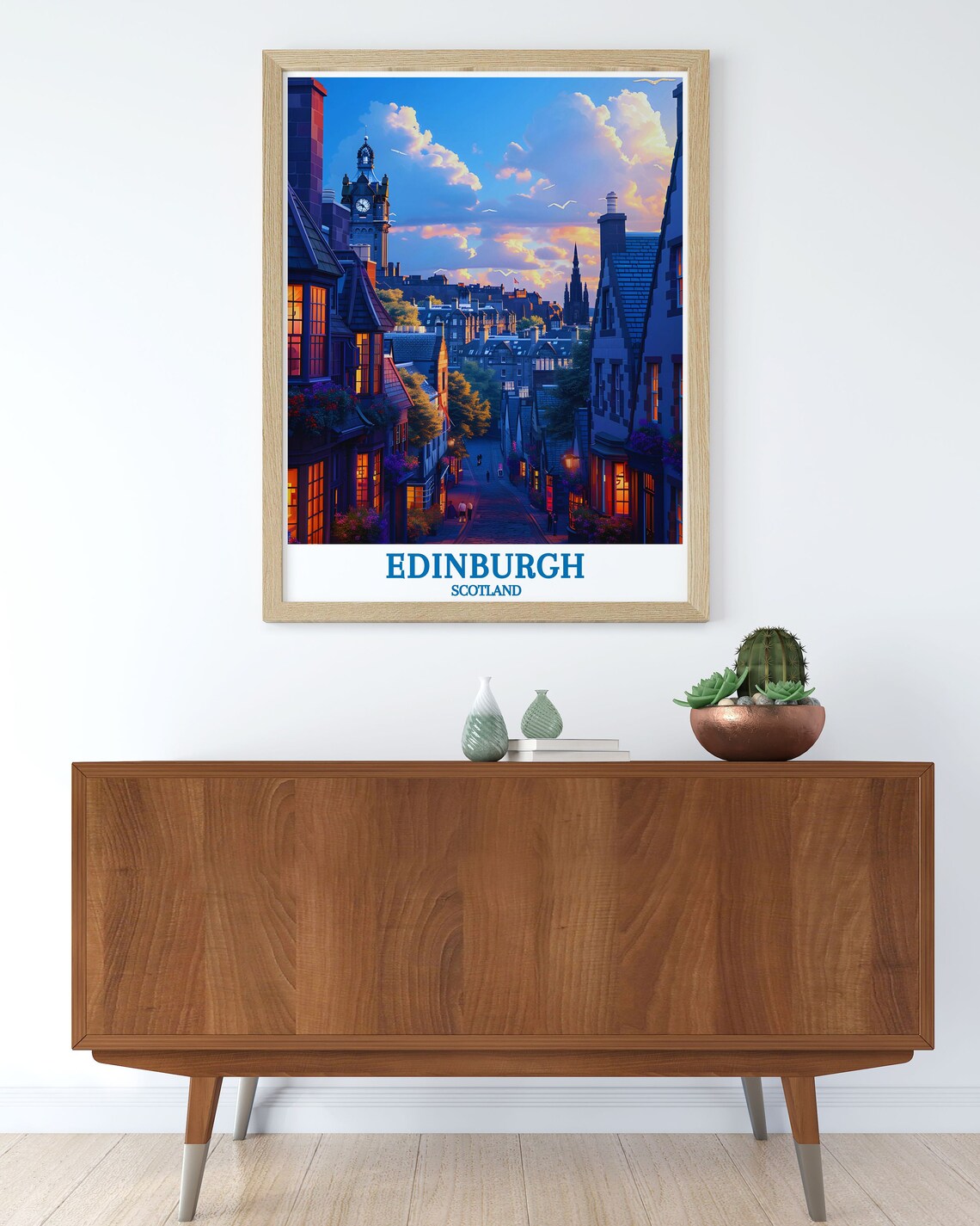Edinburgh Royal Mile Cobbled Old Town Street at Dusk Travel Poster - Image 3
