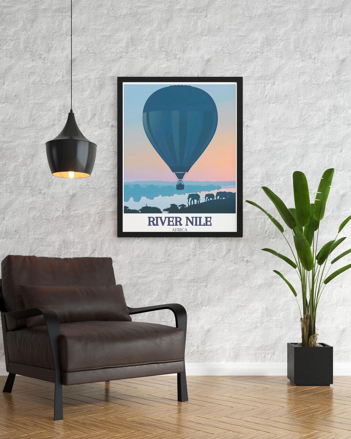 River Nile Africa Hot Air Balloon Elephants Sunset Travel Poster - Image 3