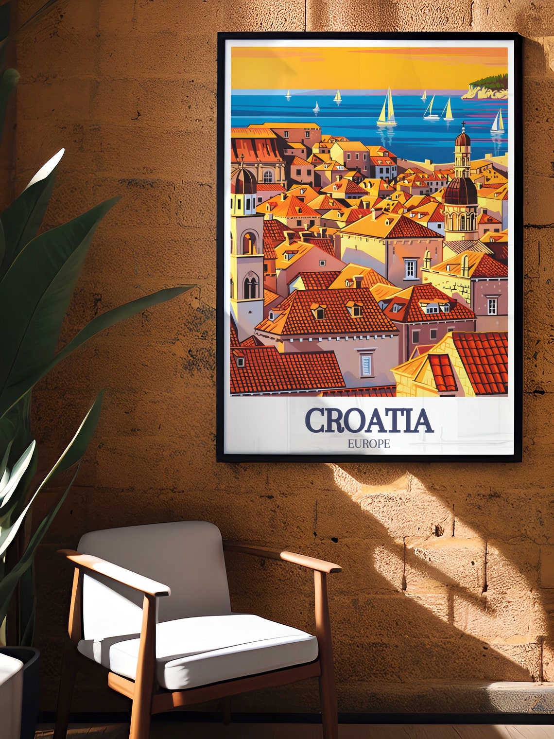 Dubrovnik Terracotta Rooftops Croatia Sunset Sails Travel Poster - Image 3