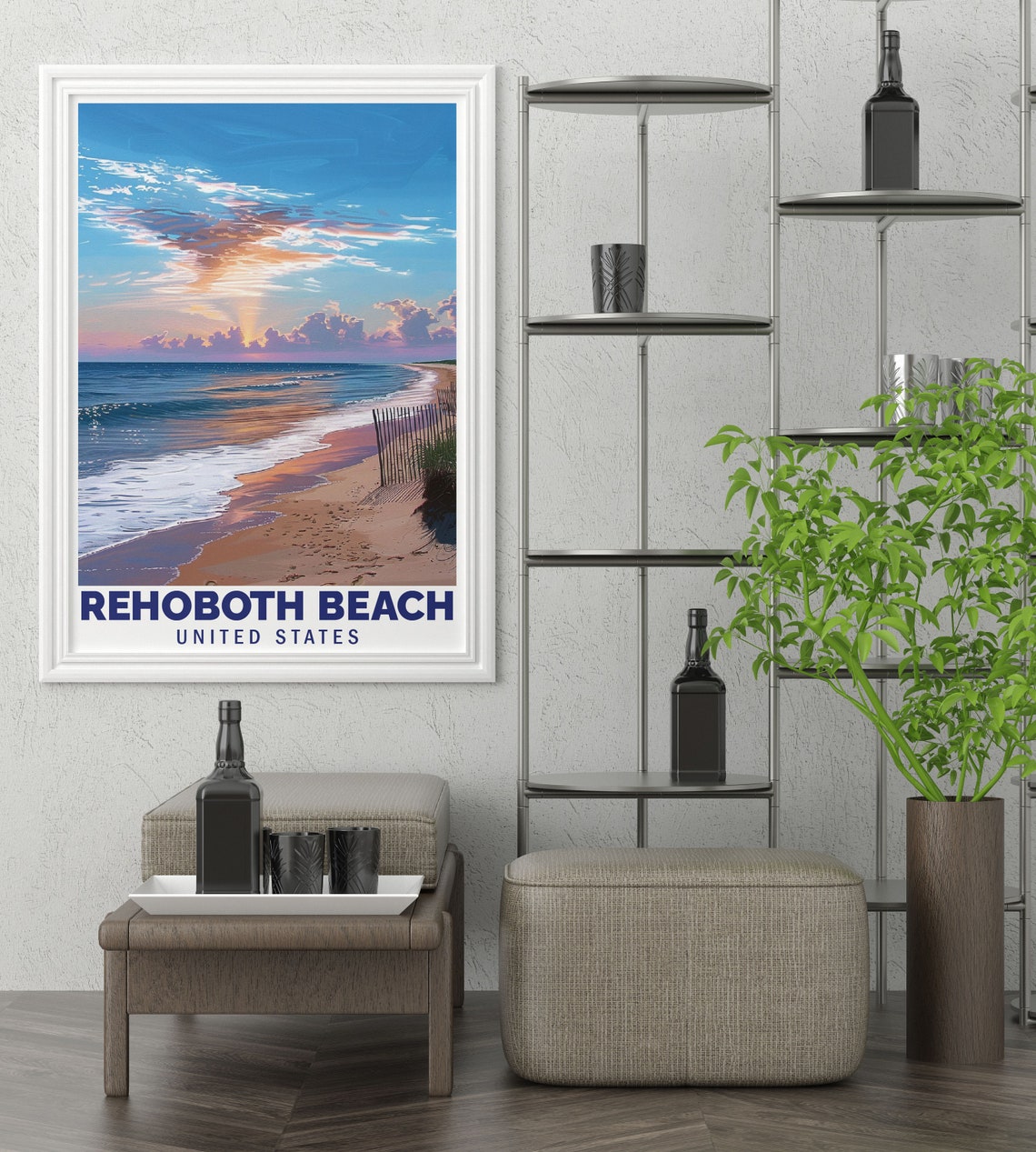 Rehoboth Beach Sunrise Dune Fence Delaware Ocean Morning Poster - Image 3