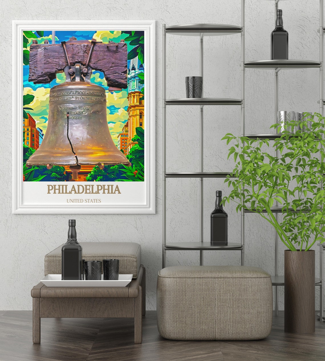Philadelphia Liberty Bell Vibrant Pop Art City Skyline Pride Poster - Image 4