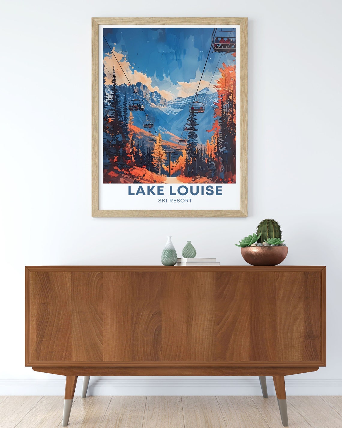 Lake Louise Ski Resort Autumn Chairlift Mountain View Poster - Image 2