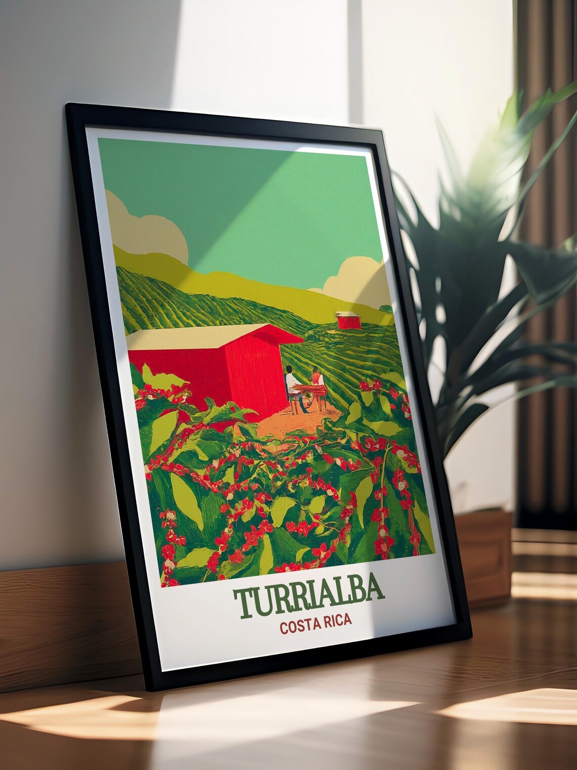 Turrialba Costa Rica Coffee Farm Red Barn Vintage Travel Poster - Image 3