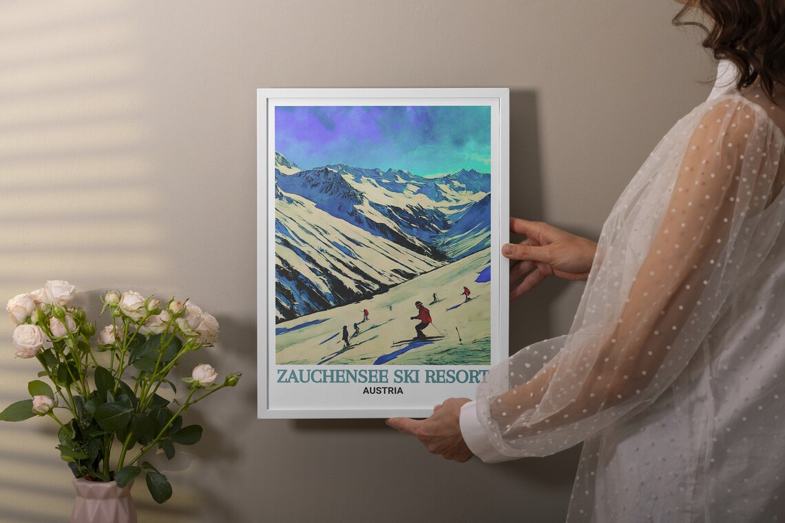 Zauchensee Ski Resort Austria Winter Skiers Powder Slopes Poster - Image 3
