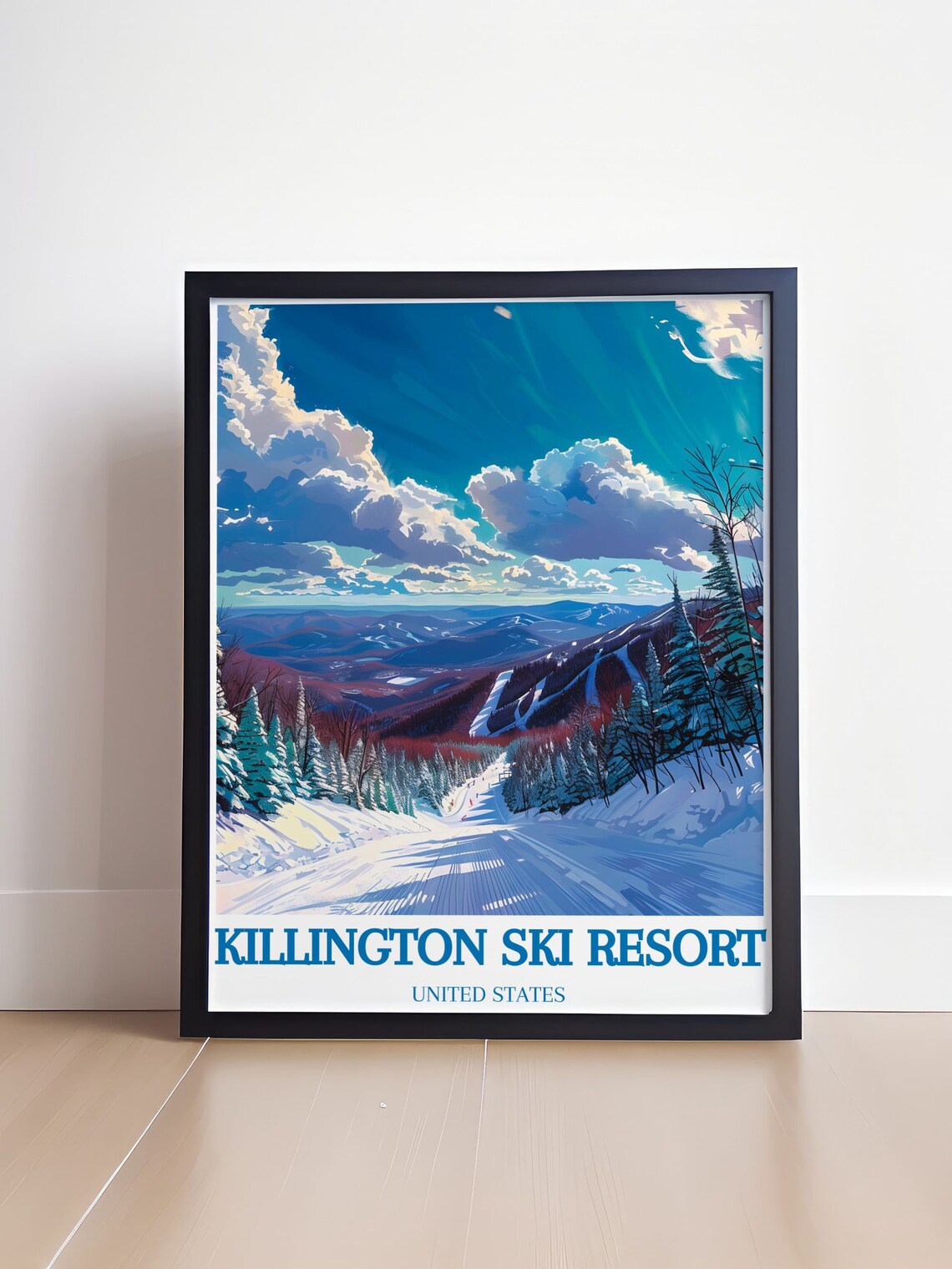 Killington Ski Resort Mountain Vista Groomed Trails Winter Poster - Image 4